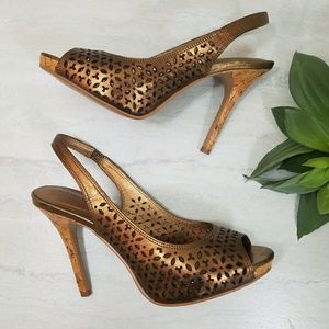 Audrey Brooke Slingback Laser Cut Copper Pumps